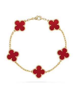 Bratara Van Cleef & Arpels Alhambra Gold Red